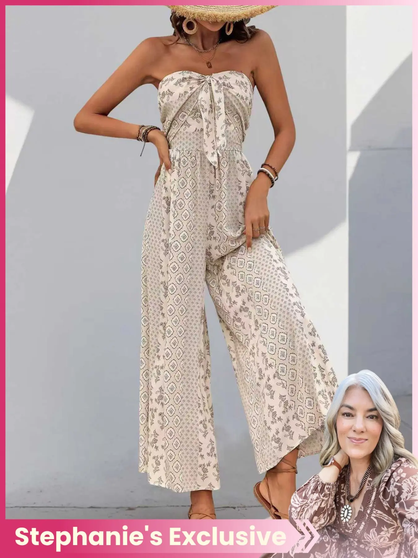 Fashion Summer Sleeveless High Waist Belted Wide Leg Jumpsuit, Flared Jumpsuit, High Waisted Jumpsuits, Boho Bohemian Ethnic Patchwork Casual Long Pants for Women, Slim-Fitting All over Print