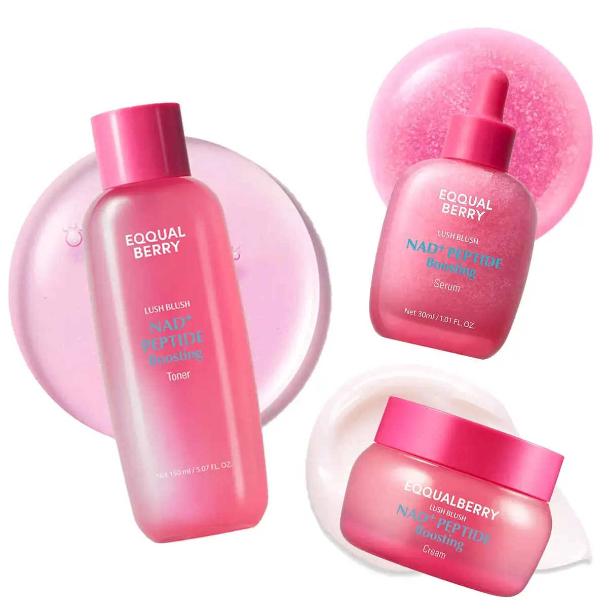 EQQUALBERRY NAD+ Peptide Boosting Smoothie Serum+Cream Set -Anti-Aging Korean Skin Care I Firming Serumwith 5 Ceramides & Vegan Collagen for Wrinkles & Radiant Glow