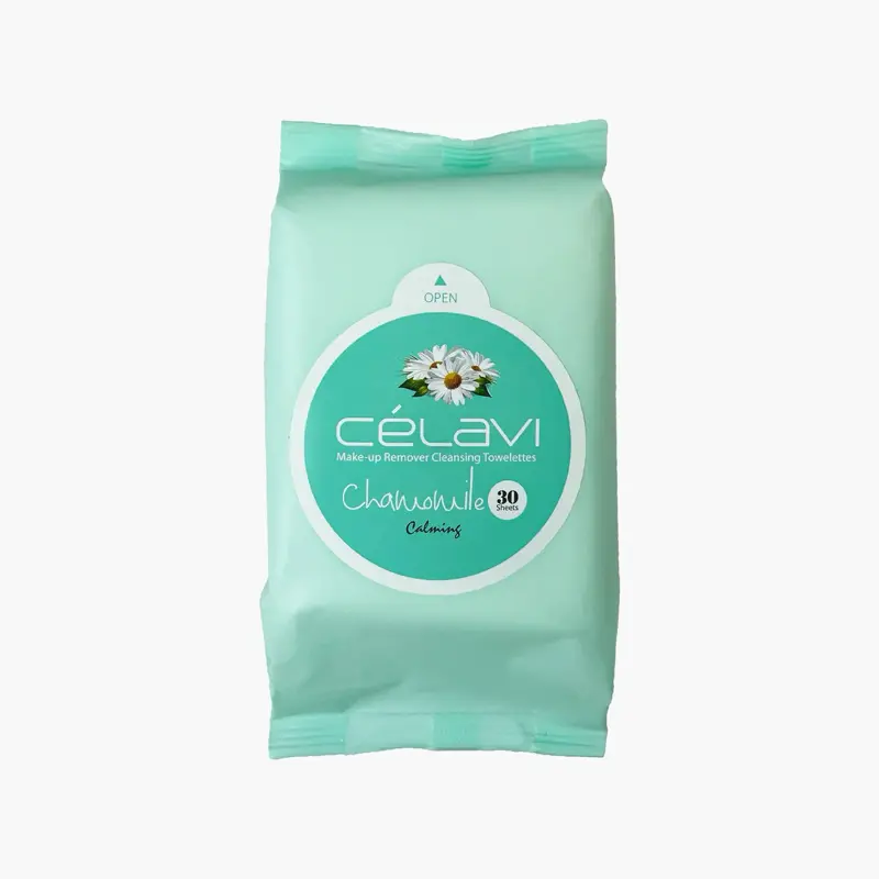Celavi Makeup Remover - Chamomile Calming Cleansing Towelettes 30 Count for Gentle Face Makeup Removal