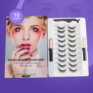 10 Pairs Magnetic False Eyelashes Curl Lashes Set, Reusable Self-Adhesive Natural Look, Includes Tweezers and Magnetic Eyeliner Pen, Fine Style