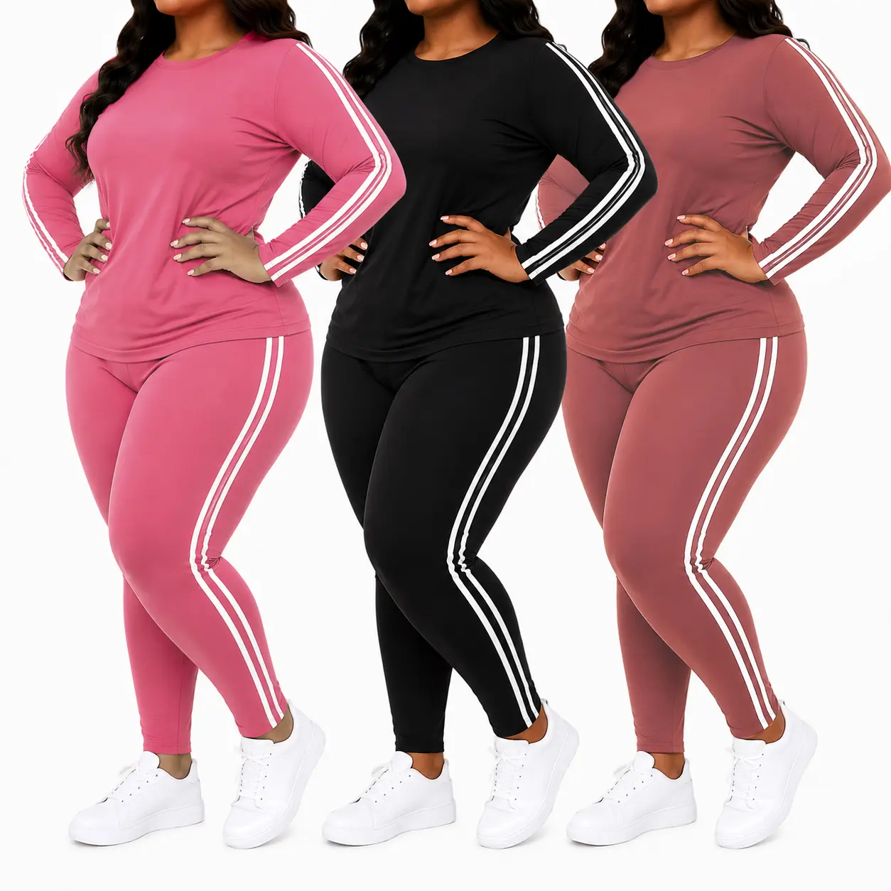 Plus Size 2-Piece Lounge Set for Women – Comfy Long Sleeve Top & Stretch Leggings, Soft Casual Outfit for Home, Travel & Everyday Wear