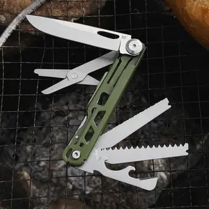 WESVE MT-18 10-in-1 Professional Multitool - Outdoor Multifunctional EDC Pocket Knife, Multipurpose Emergency Tool with Stainless Steel Tungsten Glass Breaker, Saw, Scissors, Serrated Blade, Wire Stripper, Bottle Opener, Can Opener, Fluorescent Strip