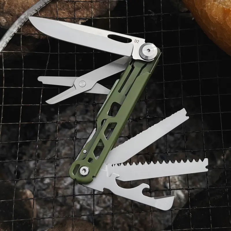 WESVE MT-18 10-in-1 Professional Multitool - Outdoor Multifunctional EDC Gear, Multipurpose Emergency Kit On the Road, Stainless Steel Tungsten Glass Breaker, Saw, Scissors, Serrated Blade, Wire Stripper, Bottle Opener, Can Opener, Fluorescent Strip, Outd