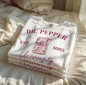 [SALE UP TO 50%] Dr Pepper University Sweatshirt / T-Shirt / Hoodie – Floral Diet Soda Can Pink Bow Graphic, White Cozy Preppy Aesthetic Style, Gift for Dr Pepper Lovers