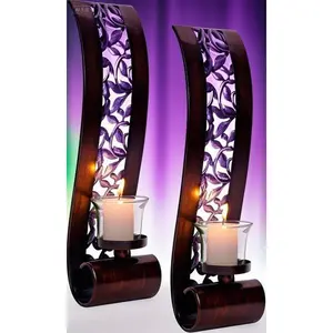 Antique Bronze Metal Wall Sconce with Tea Light Holder, Set of 2 Decorative Lighting Fixtures for Indoor Spaces, Elegant Wall Art Decor for Living Room, Bathroom, Dining Room and Office, Vintage Style