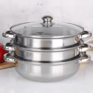 Multi-Purpose Kitchen Steamer Pot Set, Premium Stainless Steel Dual-Layer Steamer with Glass Lid, Home Cooking Tools Kit