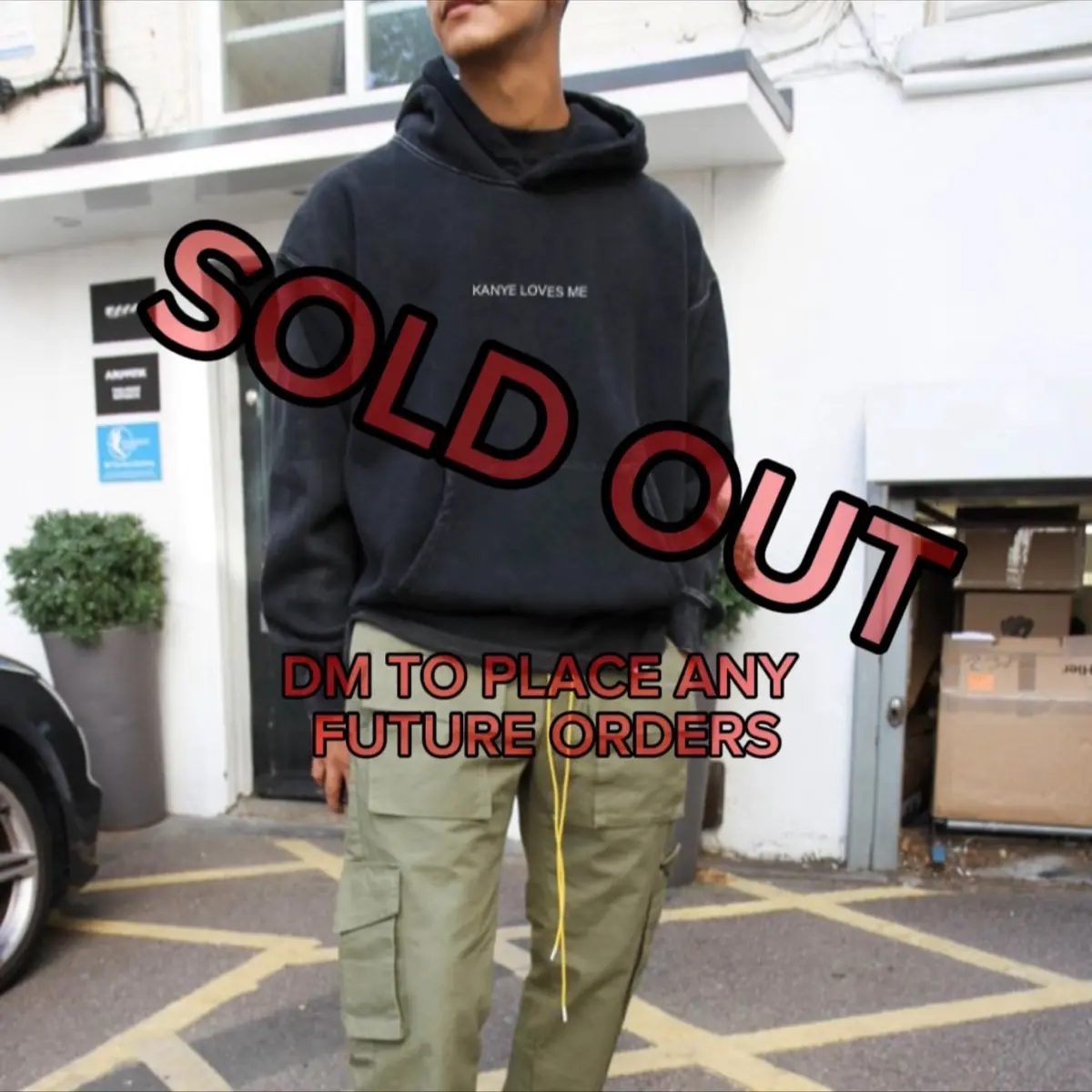 BLACK HEAVY COTTON “KANYE LOVES ME” PULL OVER HOODIE