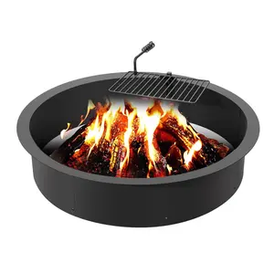 【Summervibes】VEVOR Fire Pit Ring, Fire Pit Insert with Barbecue Fire Ring, 40-In Outer/36-In Inner Diameter, 8.5in Height, Carbon Steel Liner DIY Campfire Ring above/In-Ground, for Outdoor Camping, Bonfires
