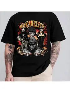 Makabelico Gang Graphic T-Shirt - Streetwear Skull Tee for Men Women Streetwear Style Unisex