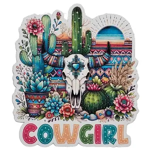 Western Cowgirl Waterproof and UV-resistant Decorative Sticker, 3"x2.6"