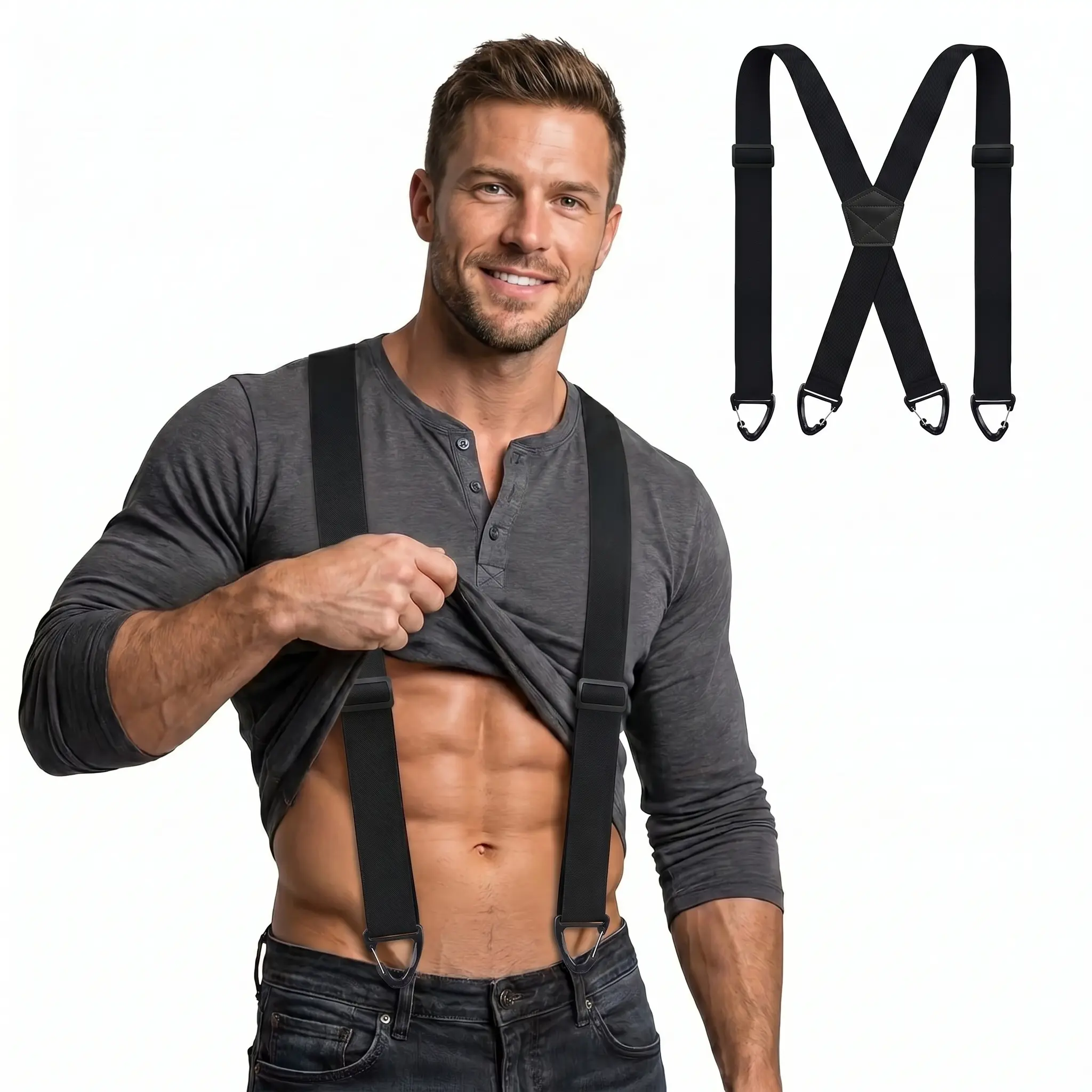 X-Back Hidden Suspenders – 1.5" Heavy Duty Work Suspenders for Men & Women, Under-Clothing Comfort, No-Slip Adjustable Straps