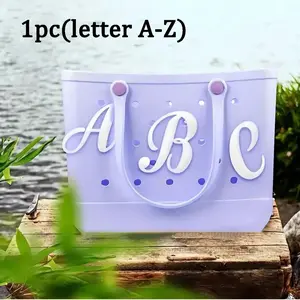 1pc white letters decorative for beach bag, decorative charm insert bag accessories, beach bag accessories, for women's rubber beach handbag EVA bag, personalized handbag 3D letters, DIY your bag(LetterA-Z)