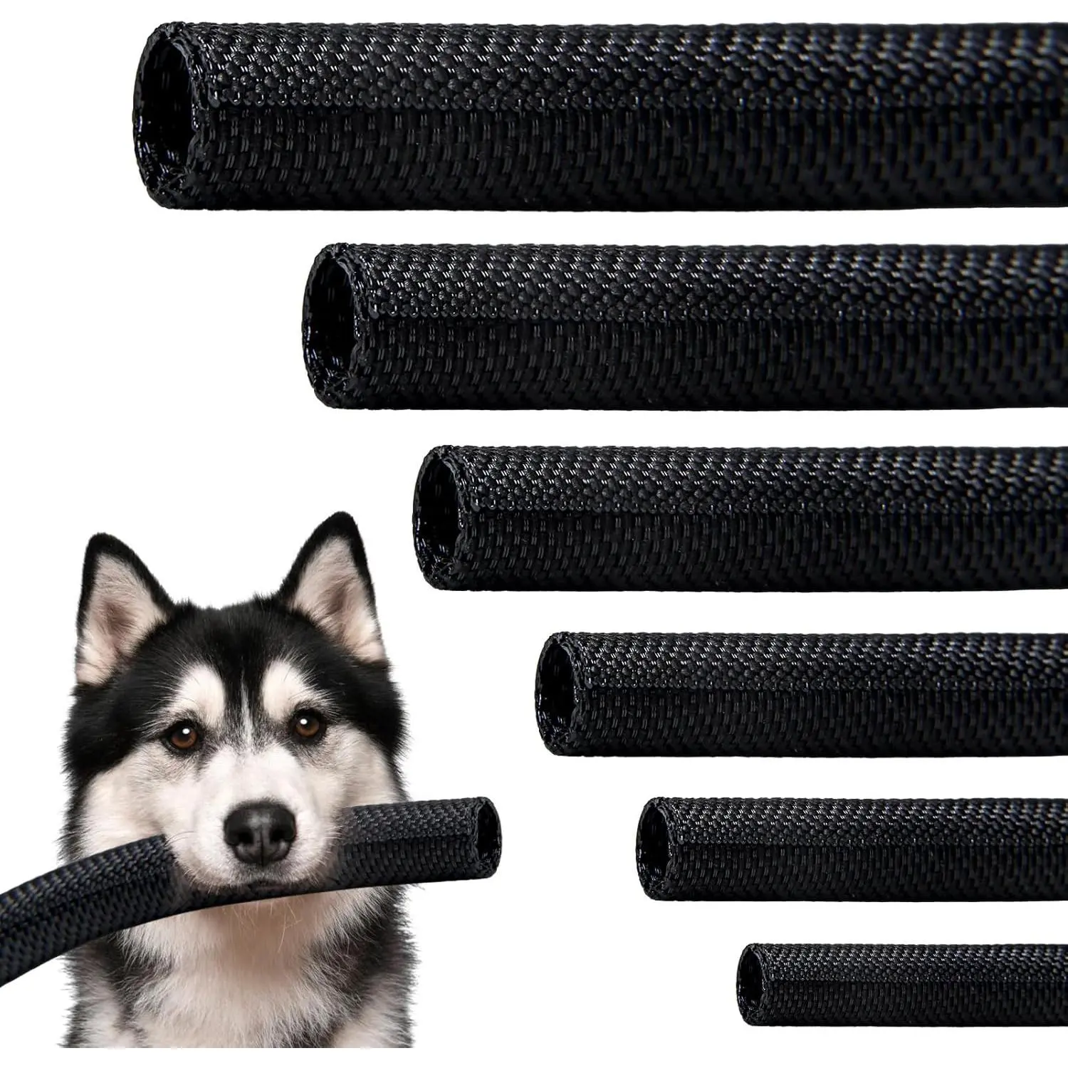 Split Braided Sleeve Cable Management Wire Loom Cord Covers for High-Temperature Automotive Harness and Home Cat Proof  12ft - 1/2 inch Self-Wrapping Tubing Protector