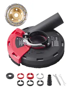 Angle Grinder Dust Shroud For 4-5 Inch Discs, Includes 6 Clamping Washers And 5 Inch Grinding Wheel, Protective Dust Guard, Quick Mount, Secure Fit, Durable Aluminum Construction, Compatible With 4-1/2 To 5 Inch Grinders