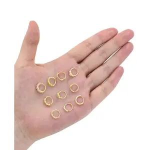 3/4/10 Pcs  Chic Piercing Jewelry, Elegant Stainless Steel Nose Ring, Sparkling Flower Leaves Feathers Cartilage Earring, Perfect for Daily Wear, unique Birthday Gifts, Parties