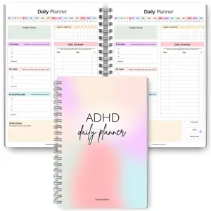 Adhd Daily Planner Notebook, English Coilbound Journal, Spiral Bound Planner, Productivity Planner, Organize Your Day Efficiently, Perfect for Adhd Management, Essential Planning Tool