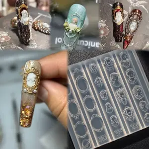 New High Clear Medusa Snake Head Frame Diy Nail Art Supplies Nail Mold Retro 3D Silicone Embossing Carving Mold
