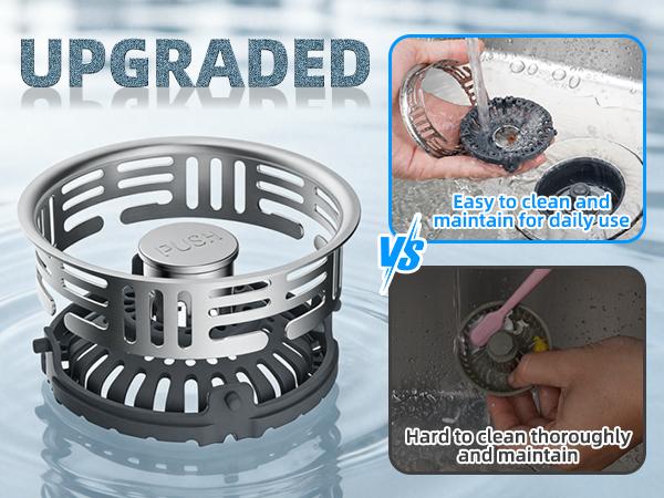 Hibbent Upgraded 3 in 1 Kitchen Sink Drain Strainer, Stainless Steel Pop Up Sink Stopper, Larger Anti-Clogging Basket, 3-Layer Seal, Detachable Drain Plug for US Standard 3-1/2" Drain, Matte Black,summervibes,campingessentials,campinggear,home essentials Hibbent Upgraded 3 in 1 Kitchen Sink Drain Strainer, Stainless Steel Pop Up Sink Stopper, Larger Anti-Clogging Basket, 3-Layer Seal, Detachable Drain Plug for US Standard 3-1/2" Drain, Matte Black,summervibes,campingessentials,campinggear,home essentials