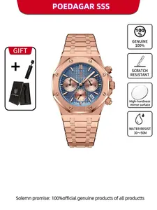 POEDAGAR Men's Watch Date Night Light Waterproof High End Watch Stainless Steel Men's Watch Business Fashion Men's Watch