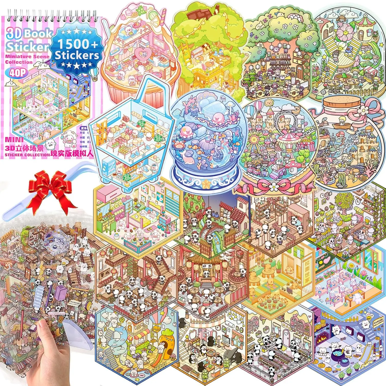 Halloween Fall Gift Sticker Book Activity, 20 Sets (1500+) DIY 3D Scene Stickers, Reusable Sticker Book, Mix and Match Creative Sets, Waterproof for All Surfaces, Ultimate Craft Supplies & Party Favors