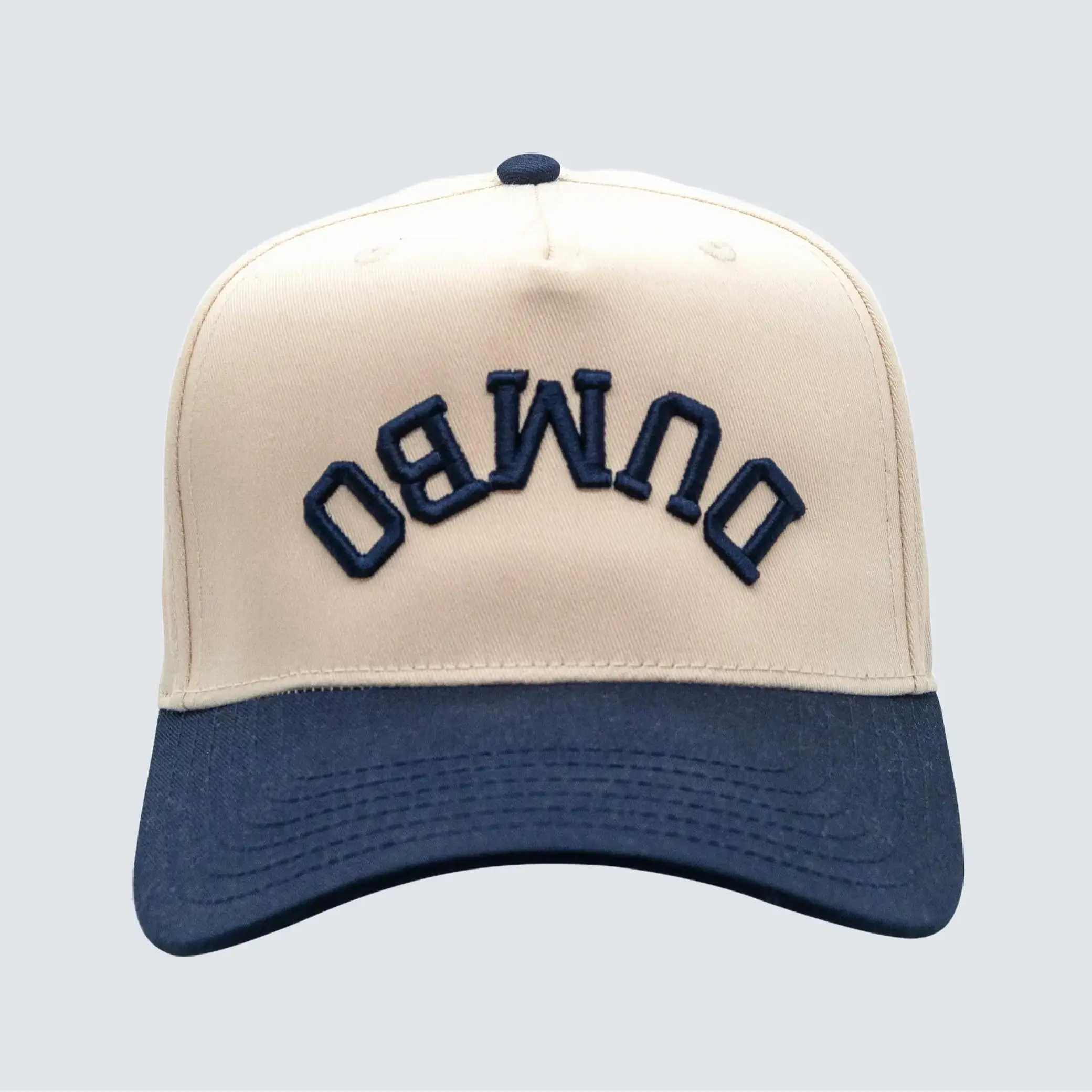 Dumbo Brooklyn Structured Snapback Hat with Upside Down Design and "DUMBO" Embroidery for Urban Style Enthusiasts