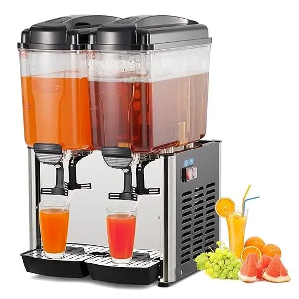 GARVEE 2 Tanks 9.6 Gal Commercial Stainless Steel Beverage Dispenser with Thermostat Controller for Home and Hospitality - Ideal for Events and Catering Needs