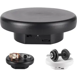 360° Electric Rotating Platform with Type-C Cable 6.3in 15lb Motorized Rotating Display for Jewelry Photography Live Show Video Shoot Mushroom Rotating Stand for 3D Model Cake Black