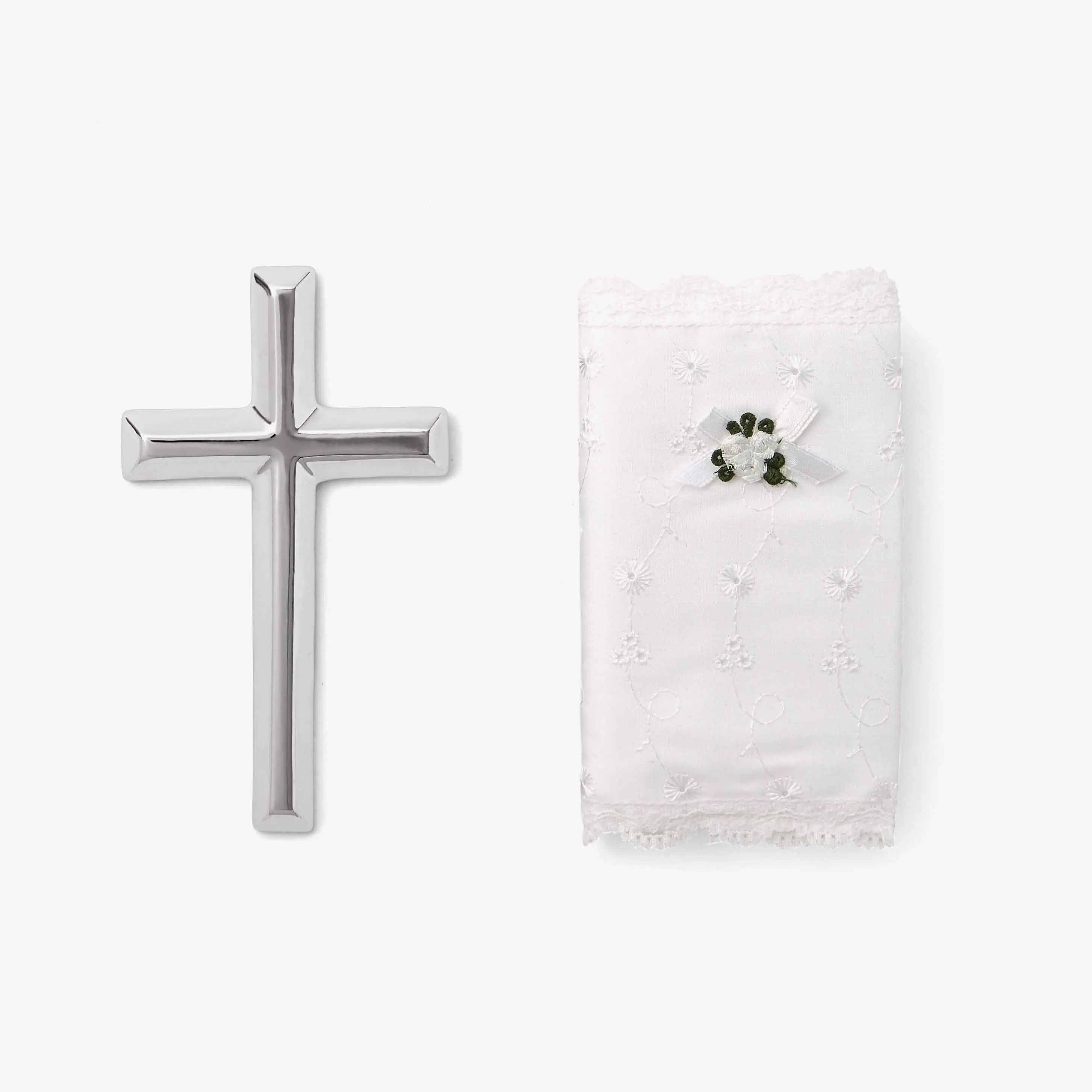 Eyelet Covered Bible & Cross Christening Gift Set