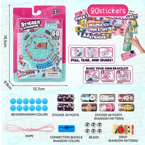 Sticker Bracelet Set for Kids - 80 Mini Stickers & 2 Mystery Rolls - Over 1000 Collectible Designs - Wearable Toy - Includes Beads & Connection Buckle - Perfect for Creative Play - Animals