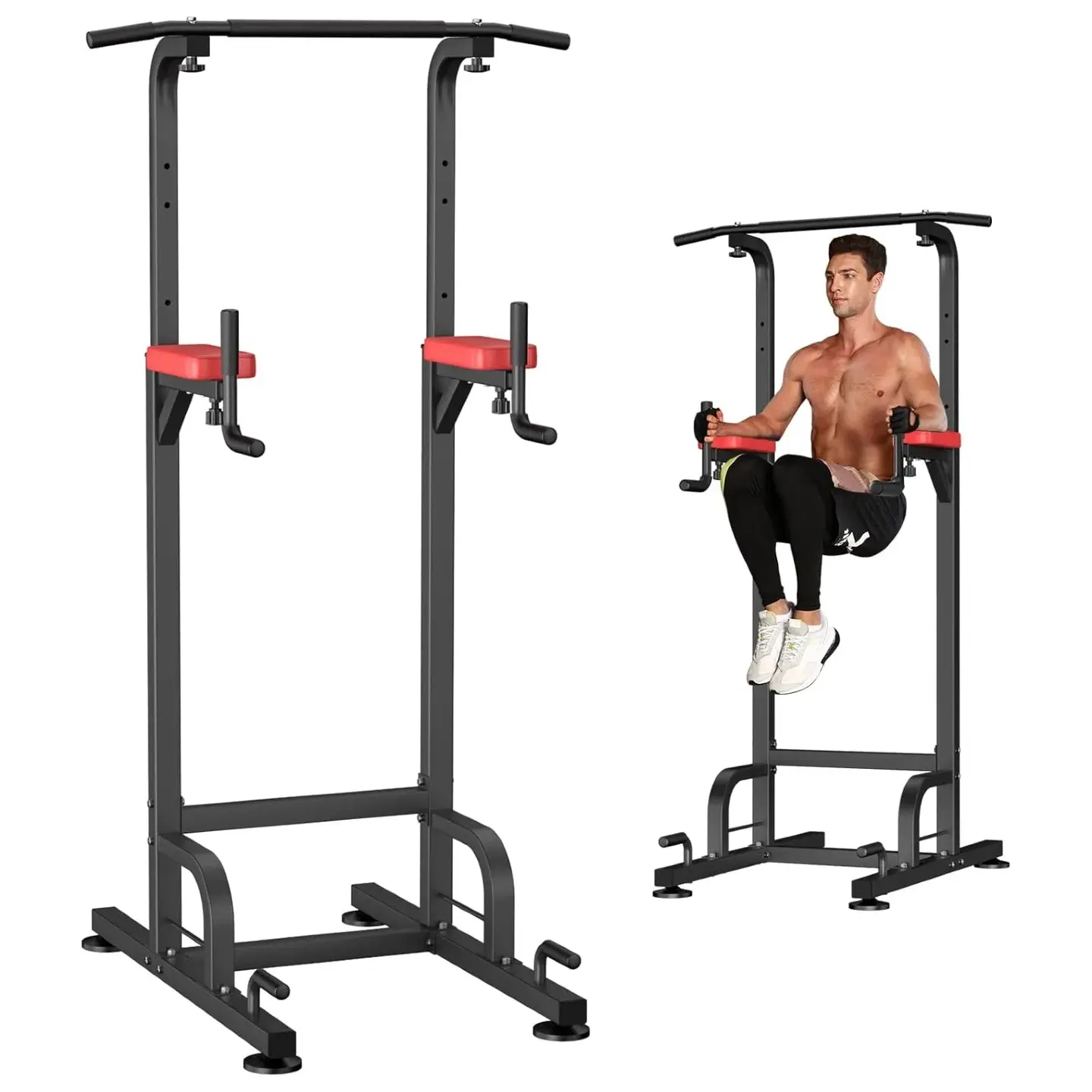 RelifeSports Power Tower Dip Station - 9-Level Height Adjustable Core Workout Pull-Up Bars, 400LBS Capacity Multi-Function Home Workout Equipment, Muscle Exercise Equipment for Home Gym Strength Training