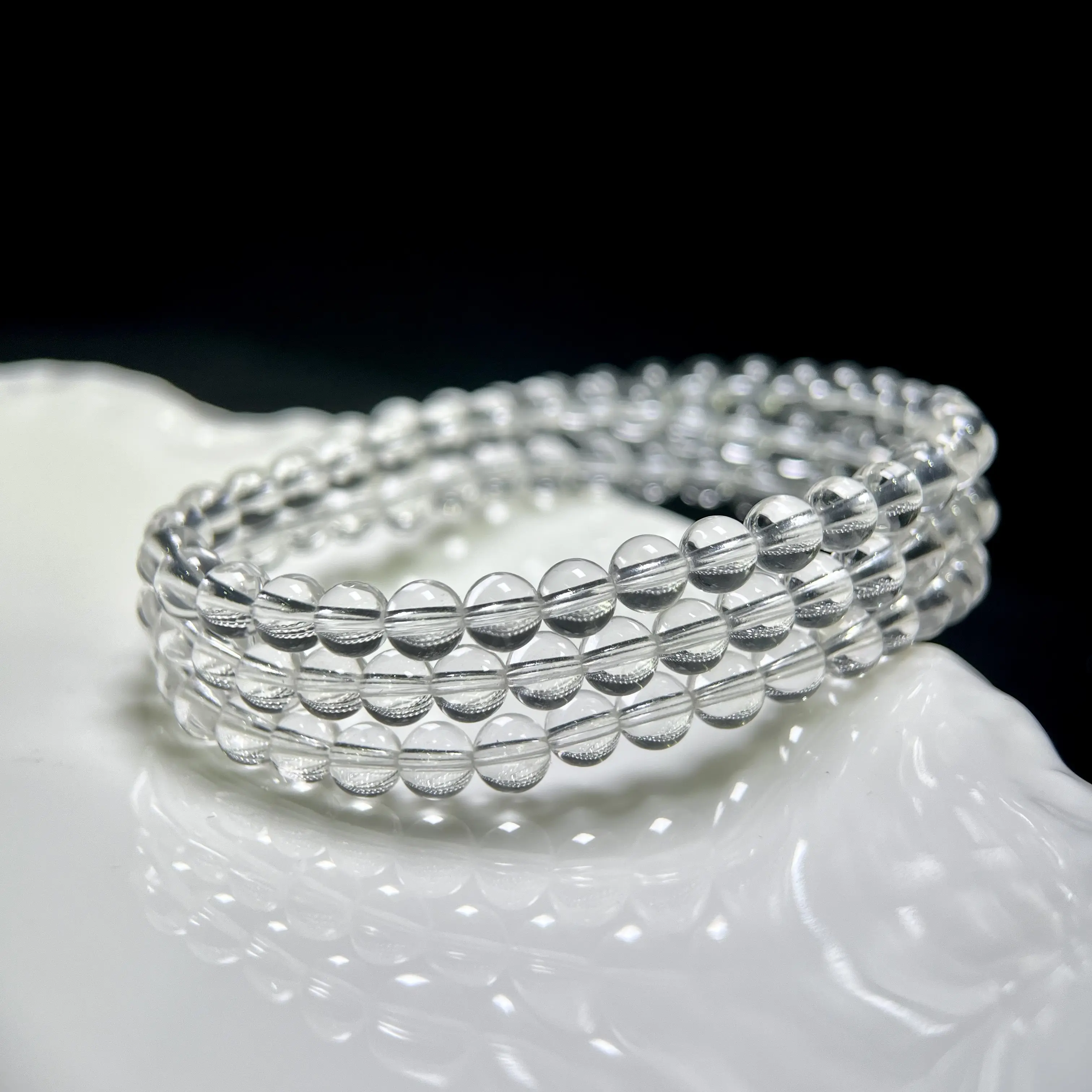 Unisex Natural Quartz Multi-Loop Round Bead Wrap Bracelet - Top-Tier Transparent Gemstone Jewelry Accessory for Daily Wear
