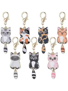7 Pcs Cat Keychain, Keychain Set, Cute Cats Charms, Kawaii Cat Key Chains, Kitty Keyring, Cats Accessories for Women Car Keys Purse Handbags Girls Women Gift DIY Crafts