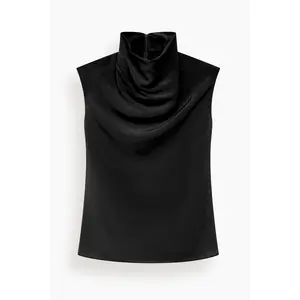 Silk Draped Top in Black