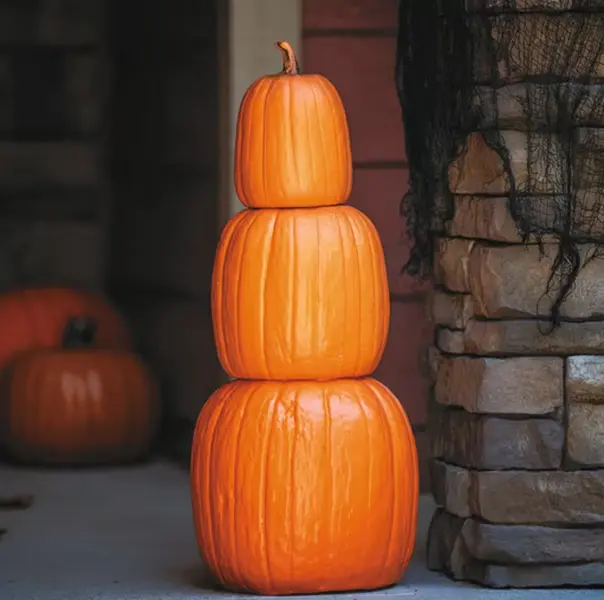 22 3/4" Nested Orange Plastic Pumpkins Halloween Decoration