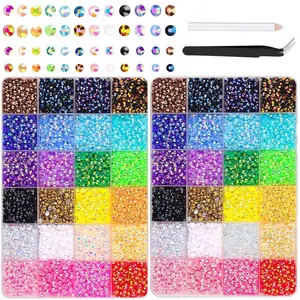 10000Pcs/box 24 Colors Jelly Rhinestones Bedazzling kit, 3mm Multicolor Resin Flatback Gems for Diamond Art, Bedazzler Kit for Crafting Book Shoes Nail Art
