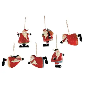 Vintage Santa Claus Metal Christmas Ornaments - 12 Pc.