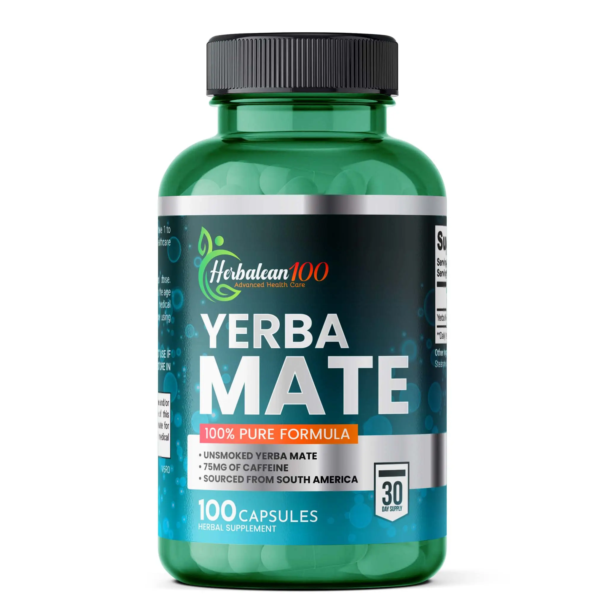 Herbalean100 Yerba Mate Capsules – 100% Pure Formula – 100 Vegan Capsules