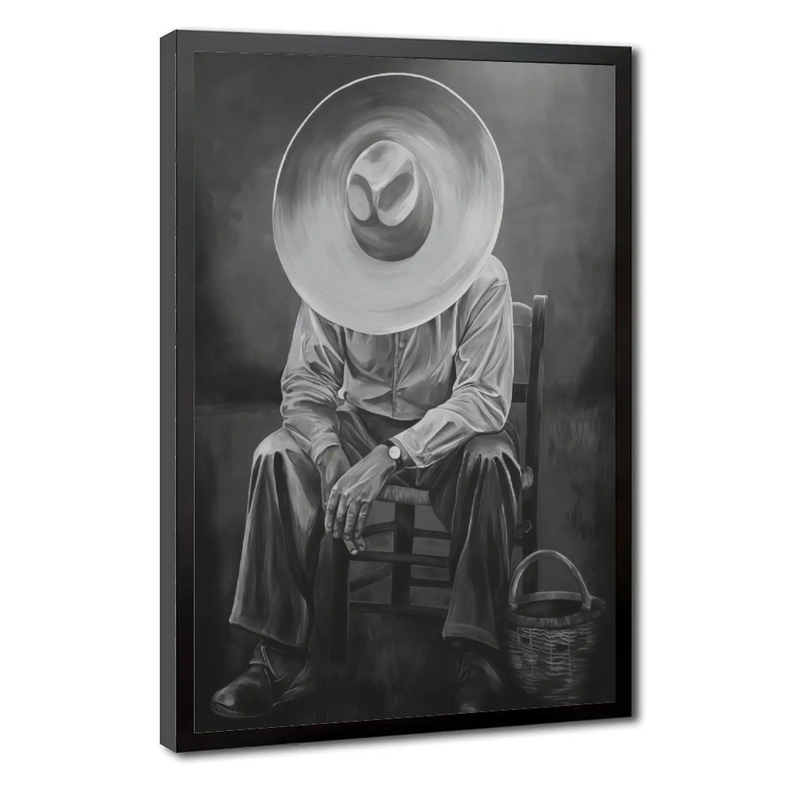 Trippy Surreal Rural Cowboy & Mysterious Alien Wall Art Print - Eye-Catching Home Decor Conversation Starter for Living Spaces