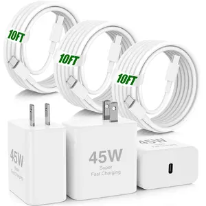 iPhone 16 Pro Max Charger Fast Charging, 45W USB C iPhone 16 Super Fast Charger Block with 10ft Long Type C Charging Cable Cord for iPhone 16/16 Pro/16 Pro Max/16 Plus/15/15 Pro Max/15Pro/Plus/S25
