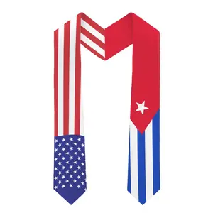 Graduation Stole Class of 2026 Mixed Country Flag Graduation Sash Unisex Adult Gifts 72" LongUsa Cuba Flag