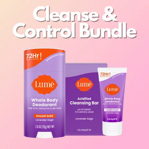 Cleanse & Control - Lume Deodorant TikTok Shops Exclusive - Aluminum Free Whole Body Deodorant, Cleansing Bar or Body Wash, and Mini Deodorant. Clinically Proven Acidified Technology