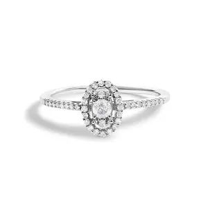14K White Gold 1/5 Cttw Diamond Oval Shape With Halo Engagement Ring