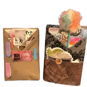 Blind Date with a Book Journaling Bundle - Random Book Gift Wrapped, Customizable Reading Journal with Note Tabs & Pen, Stickers & Scrapbooking Papers
