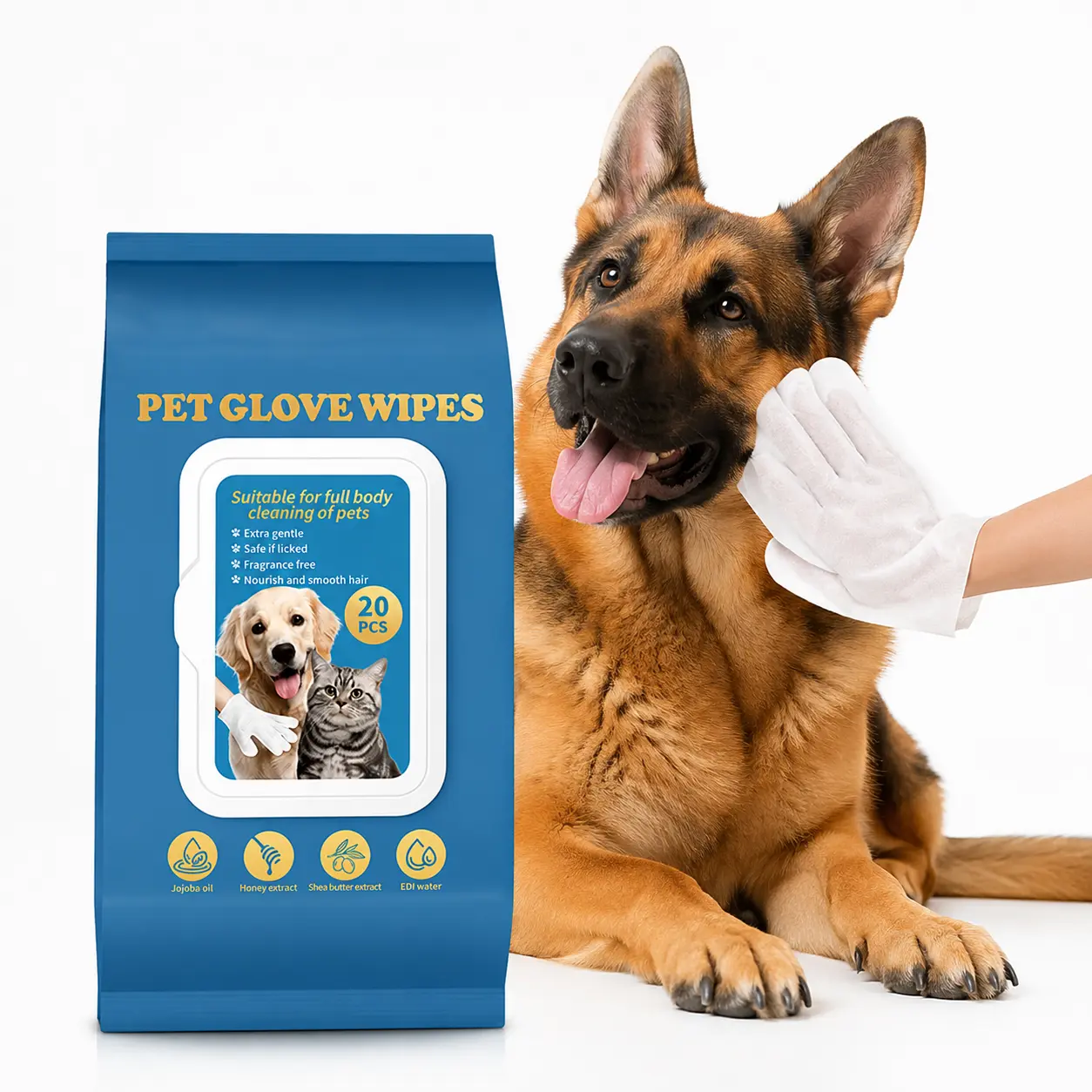 Pet Grooming Glove Wipes - Deodorizing No-Rinse Solution for Outdoor Walks & Regular Grooming Sessions, Easy Hair Removal, Paw Cleaning, Odor Control, Hassle-Free Grooming, Multi-Pack, Safe For Sensitive Skin