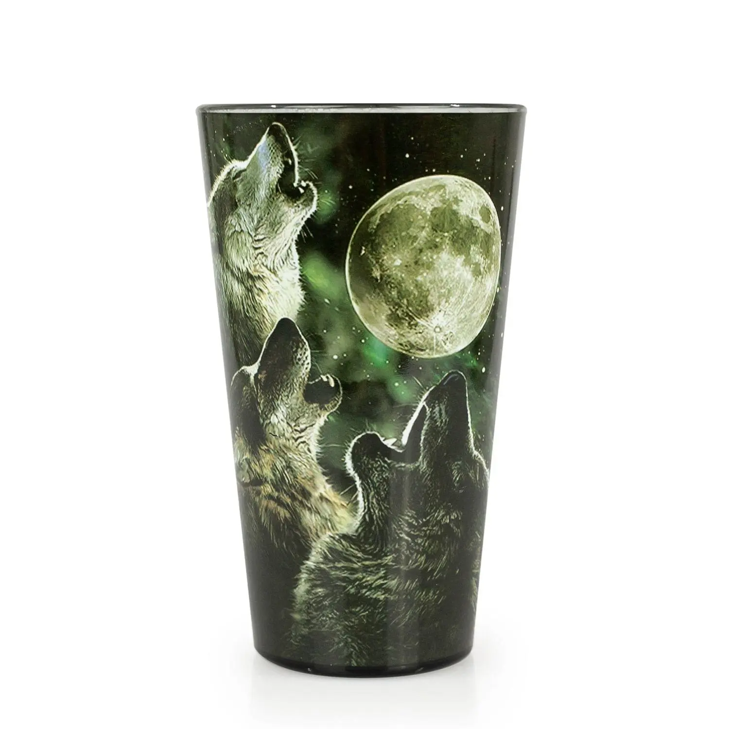 Funky Licensed Art Wolf Pack Howling At The Moon 16oz Pint Glass - Kitchenware, Bar Utensil for Home Bar Use