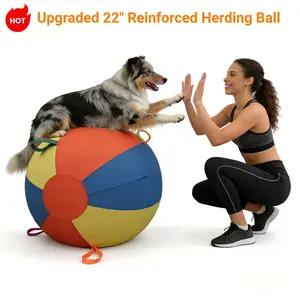Upgraded 22" Reinforced Herding Ball for Large Dogs - Indestructible Dog Toys for Aggressive Chewers, Mental Enrichment Fetch Toy for German Shepherd, Golden Retriever, Border Collie - Heavy Duty Outdoor Race Ball outdoorfun