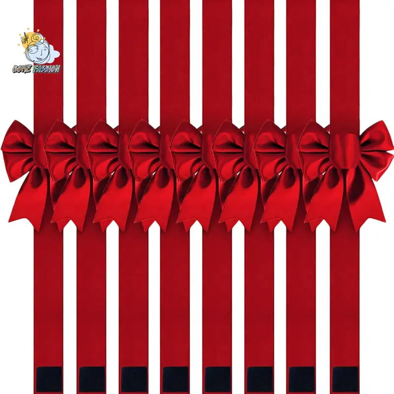 Red Ribbon Set of Cabinet Christmas Bows (1/4/6/8 Pcs) - Classic Large 200*6.5cm Festive Home Supplies, Party Decor Accessory