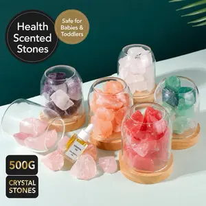 Home Aromatherapy Stones – 500g Crystal Stones in Glass Jar, Customizable Colors, with USB Plug-in Light Base and Premium Gift Box
