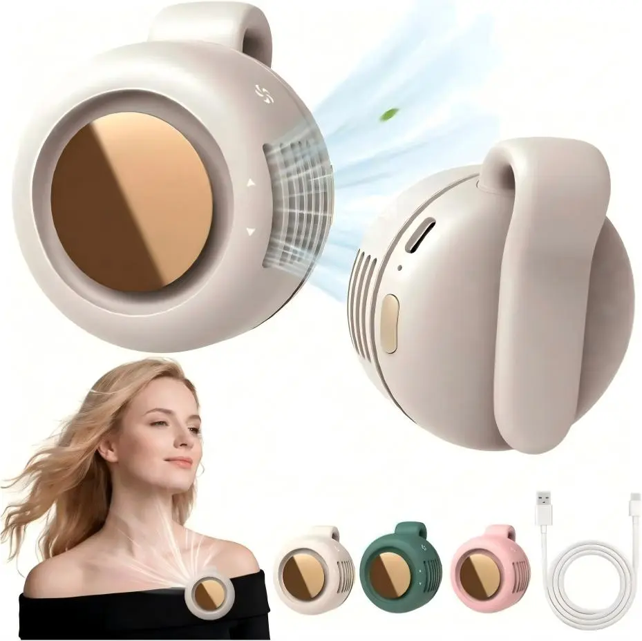 Portable Silent Mini Bladeless Electric Fan,Adjustable 3-speed Suspended Waist Fans,Phone Cooling Fan,Personal Fan,Rotating BodyFan Suitable for Outdoor Travel,fathersdaygift,rechargeable personal fan,handheld turbo fan,#SummerWins #DealsForYouDays