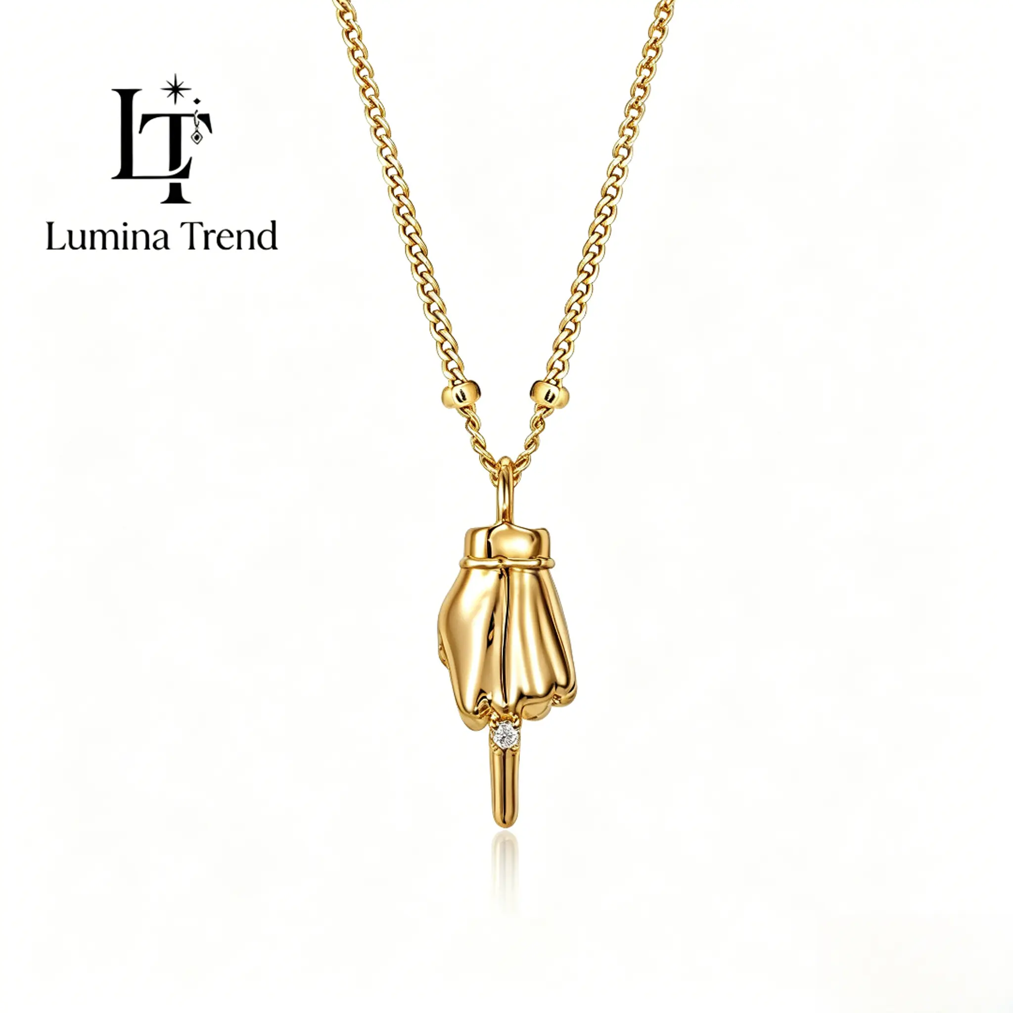 LuminaTrend Women's Gold Fu Pendant Necklace, 50cm Chain with 5cm Extender, Adjustable, Elegant, Durable & Unique Jewellery – Boujee Gifts for Women, Chain Link Necklaces for Daily Wear
